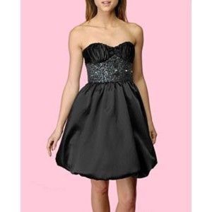 Betsey Johnson Beaded Bubble Hem Formal Dress in Black SZ 4